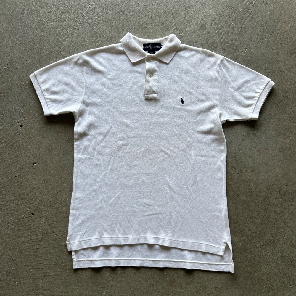 Vintage 90s Polo Ralph Lauren Polo Shirt Size Medium White Short Sleeve Pony